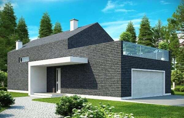 Проект современного дома с гаражом и балконом 5-198,4 (zx40)