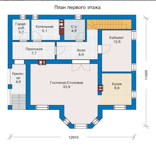 Проект классического дома с эркером 1-171,9 (57-14)